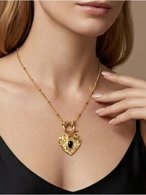 18K Gold Plated Heart charm holder Necklace stainless steel womens jewelry trend